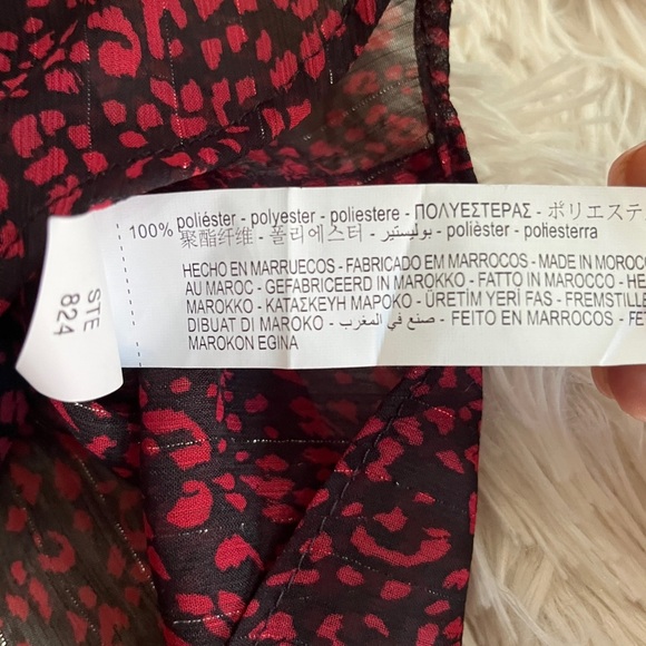 ZARA Ruffle Red Animal Print Sheer Blouse – Sze S - Picture 12 of 14
